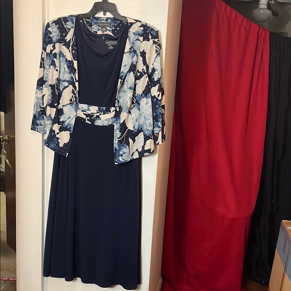 Jessica Howard, Formal Mother of the Bride/Groom, Navy & Floral Bejeweled Jacket